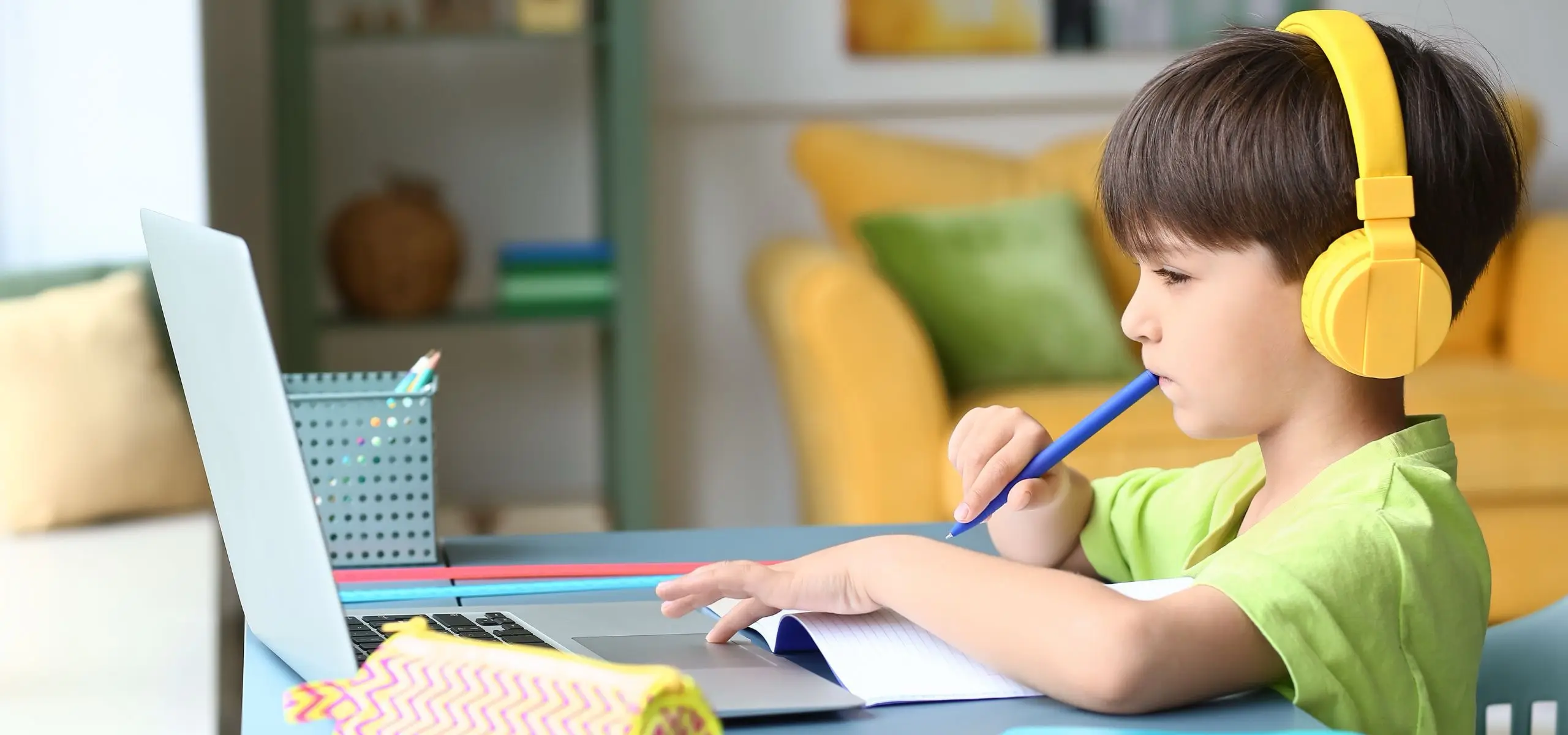 kid browsing web on laptop